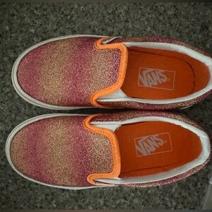 Kids Slip On Pink/Orange sparkle Vans